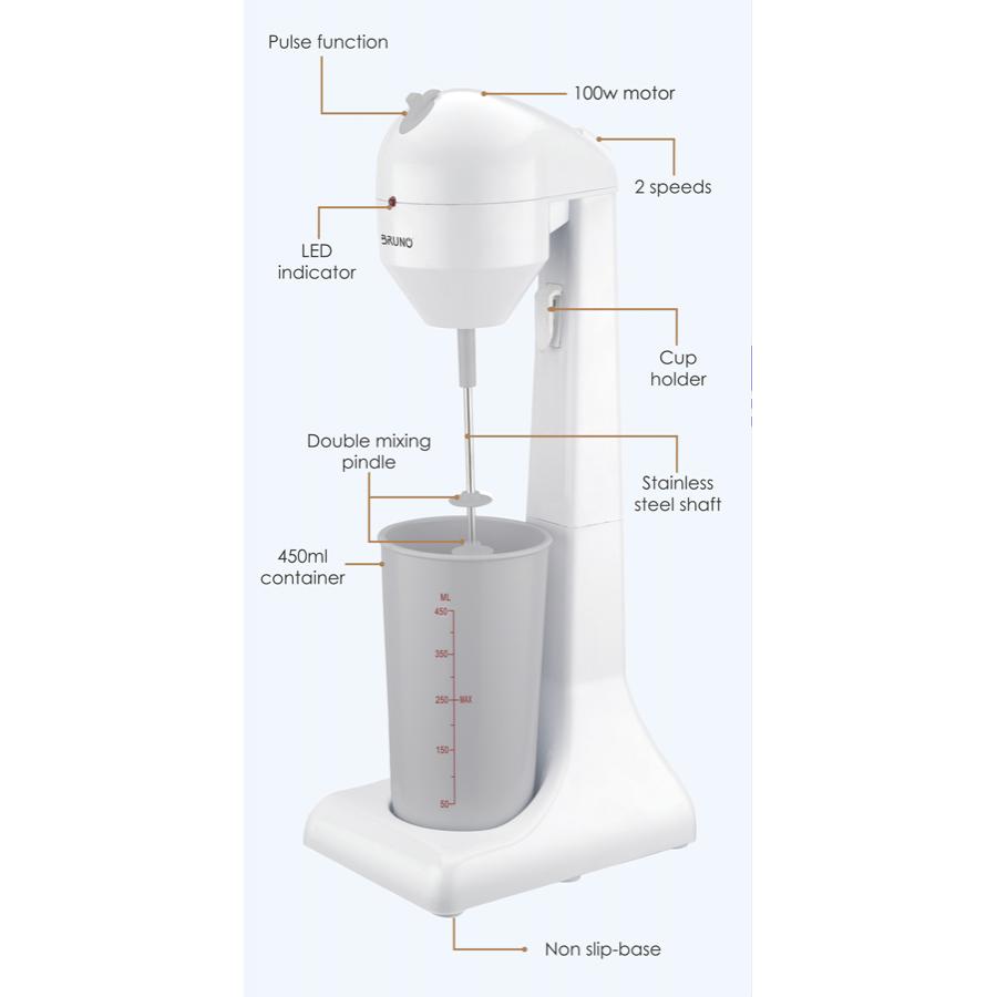 BRUNO Μίξερ ροφημάτων BRN-0033, 2 ταχύτητες, 450ml, 100W, λευκό | eLabstore.gr BRUNO Μίξερ ροφημάτων BRN-0033, 2 ταχύτητες, 450ml, 100W, λευκό | Οικιακές & Προσωπικές Συσκευές | elabstore.gr