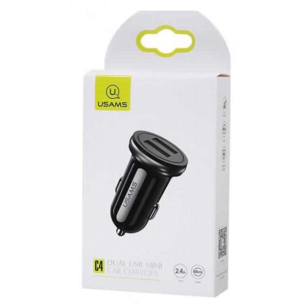 USAMS φορτιστής αυτοκινήτου C4, 2x USB, 4.8A, μεταλλικός, μαύρος | eLabstore.gr USAMS φορτιστής αυτοκινήτου C4, 2x USB, 4.8A, μεταλλικός, μαύρος | Αξεσουάρ κινητών | elabstore.gr