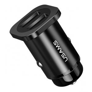 USAMS φορτιστής αυτοκινήτου C7, 2x USB, 4.8A, μεταλλικός, μαύρος | Αξεσουάρ κινητών | elabstore.gr