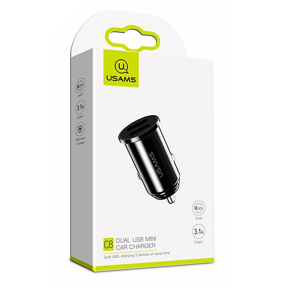 USAMS φορτιστής αυτοκινήτου C8, 2x USB, 3.1A, μαύρος | eLabstore.gr USAMS φορτιστής αυτοκινήτου C8, 2x USB, 3.1A, μαύρος | Αξεσουάρ κινητών | elabstore.gr