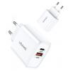 USAMS φορτιστής τοίχου T15, 1x USB 1x type-C, PD3.0 QC4.0 18W 3A, λευκός | Αξεσουάρ κινητών | elabstore.gr