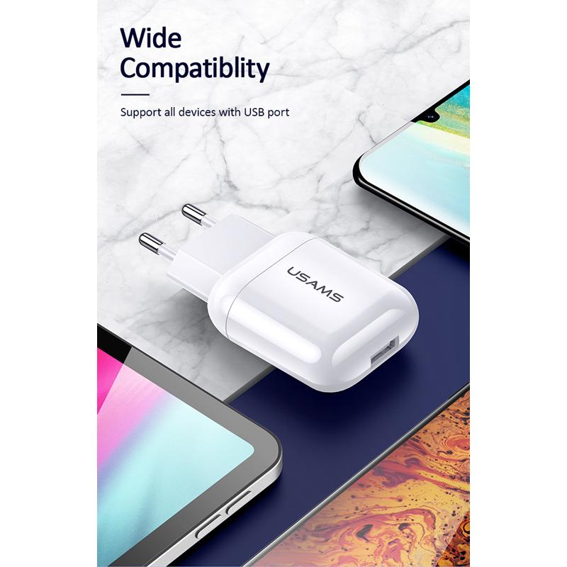 USAMS φορτιστής τοίχου T19, 1x USB, 2.1A, λευκός | eLabstore.gr USAMS φορτιστής τοίχου T19, 1x USB, 2.1A, λευκός | Αξεσουάρ κινητών | elabstore.gr
