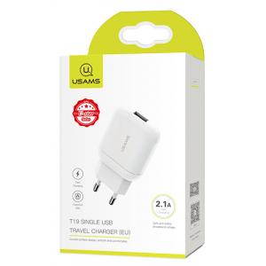 USAMS φορτιστής τοίχου T19, 1x USB, 2.1A, λευκός | eLabstore.gr USAMS φορτιστής τοίχου T19, 1x USB, 2.1A, λευκός | Αξεσουάρ κινητών | elabstore.gr