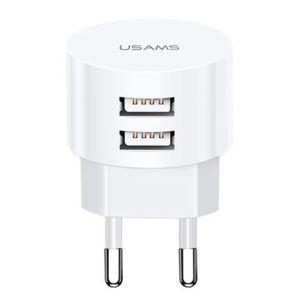 USAMS φορτιστής τοίχου T20, 2x USB, 2.1A, λευκός | Αξεσουάρ κινητών | elabstore.gr