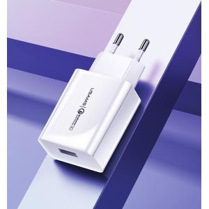 USAMS φορτιστής τοίχου T22, 1x USB, QC3.0 18W 3A, λευκός | Αξεσουάρ κινητών | elabstore.gr