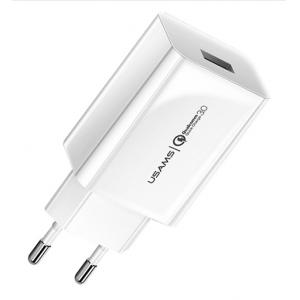 USAMS φορτιστής τοίχου T22, 1x USB, QC3.0 18W 3A, λευκός | Αξεσουάρ κινητών | elabstore.gr