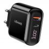 USAMS φορτιστής τοίχου T23, USB & type-C, οθόνη, 18W 3A, μαύρος | eLabstore.gr USAMS φορτιστής τοίχου T23, USB & type-C, οθόνη, 18W 3A, μαύρος | Αξεσουάρ κινητών | elabstore.gr