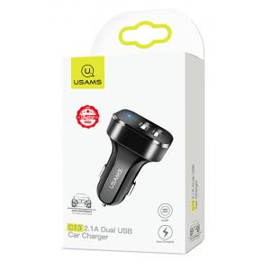 USAMS φορτιστής αυτοκινήτου C13, 2x USB, 2.1A, μαύρος | Αξεσουάρ κινητών | elabstore.gr
