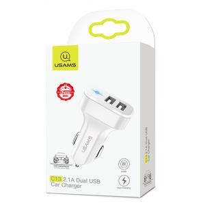 USAMS φορτιστής αυτοκινήτου C13, 2x USB, 2.1A, λευκός | eLabstore.gr USAMS φορτιστής αυτοκινήτου C13, 2x USB, 2.1A, λευκός | Αξεσουάρ κινητών | elabstore.gr