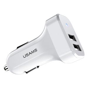 USAMS φορτιστής αυτοκινήτου C13, 2x USB, 2.1A, λευκός | Αξεσουάρ κινητών | elabstore.gr