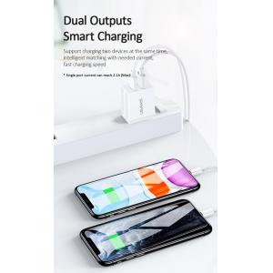 USAMS φορτιστής τοίχου T24 US-CC090, 2x USB, 2.1A, λευκός | Αξεσουάρ κινητών | elabstore.gr