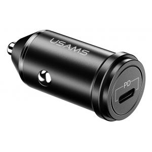 USAMS φορτιστής αυτοκινήτου C14, 1x type-C, 3A 18W, μεταλλικός, μαύρος | Αξεσουάρ κινητών | elabstore.gr