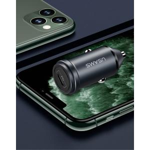 USAMS φορτιστής αυτοκινήτου C14, 1x type-C, 3A 18W, μεταλλικός, γκρι | Αξεσουάρ κινητών | elabstore.gr