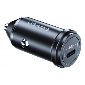 USAMS φορτιστής αυτοκινήτου C14, 1x type-C, 3A 18W, μεταλλικός, γκρι | Αξεσουάρ κινητών | elabstore.gr