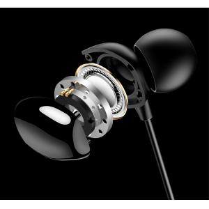 USAMS earphones με μικρόφωνο EP-28, 9mm, 3.5mm, 1.2m, μαύρα | Αξεσουάρ κινητών | elabstore.gr