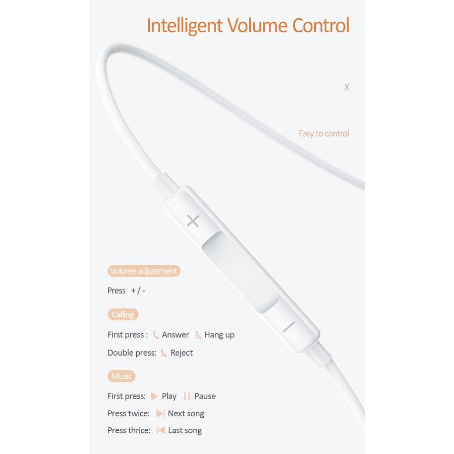 USAMS earphones με μικρόφωνο EP-34, type-C, 1m, λευκά | eLabstore.gr USAMS earphones με μικρόφωνο EP-34, type-C, 1m, λευκά | Αξεσουάρ κινητών | elabstore.gr