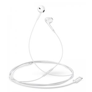 USAMS earphones με μικρόφωνο EP-34, type-C, 1m, λευκά | Αξεσουάρ κινητών | elabstore.gr