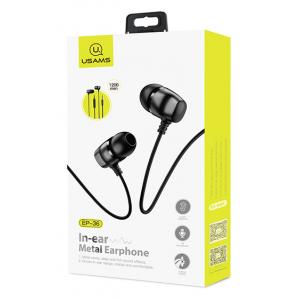 USAMS earphones με μικρόφωνο EP-36, 10mm, 3.5mm, 1.2m, μαύρα | Αξεσουάρ κινητών | elabstore.gr