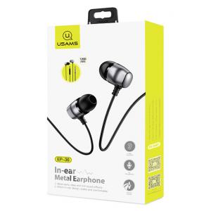 USAMS earphones με μικρόφωνο EP-36, 10mm, 3.5mm, 1.2m, γκρι | Αξεσουάρ κινητών | elabstore.gr