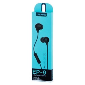 USAMS earphones με μικρόφωνο EP-9, 9mm, 1.2m, μαύρα | Αξεσουάρ κινητών | elabstore.gr