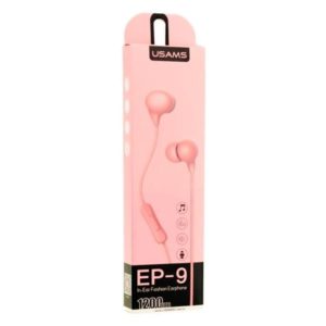 USAMS earphones με μικρόφωνο EP-9, 3.5mm, 9mm, 1.2m, ροζ | Αξεσουάρ κινητών | elabstore.gr