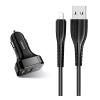 USAMS φορτιστής αυτοκινήτου C13 & καλώδιο Lightning, 2x USB, 2.1A, μαύρο | Αξεσουάρ κινητών | elabstore.gr