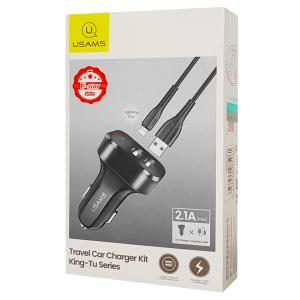 USAMS φορτιστής αυτοκινήτου C13 & καλώδιο Lightning, 2x USB, 2.1A, μαύρο | Αξεσουάρ κινητών | elabstore.gr