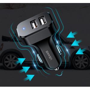 USAMS φορτιστής αυτοκινήτου C13 & καλώδιο type-C, 2x USB, 2.1A, μαύρο | Αξεσουάρ κινητών | elabstore.gr