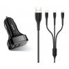 USAMS φορτιστής αυτοκινήτου C13 & καλώδιο 3 σε 1, 2x USB, 2.1A, μαύρο | Αξεσουάρ κινητών | elabstore.gr