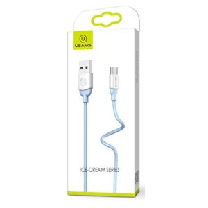 USAMS Καλώδιο USB σε Micro USB US-SJ247-BL, Ice-Cream , 1m, μπλε | Αξεσουάρ κινητών | elabstore.gr