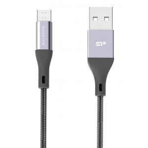 SILICON POWER καλώδιο USB σε Micro USB LK30AB, 2.4A, QC 3.0, 1m, γκρι | Αξεσουάρ κινητών | elabstore.gr