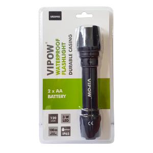 VIPOW φακός URZ0903, αδιάβροχος IP65, 3W 120 lumen, μαύρος | eLabstore.gr VIPOW φακός URZ0903, αδιάβροχος IP65, 3W 120 lumen, μαύρος | Φωτισμός | elabstore.gr