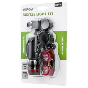 VIPOW σετ φωτισμού ποδηλάτου URZ0910, 1W & 2x 0.5W, μαύρο | Gadgets | elabstore.gr