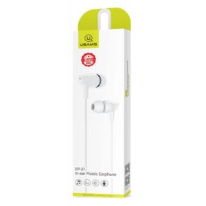USAMS earphones με μικρόφωνο EP-37, 10mm, 1.2m, λευκά | Αξεσουάρ κινητών | elabstore.gr