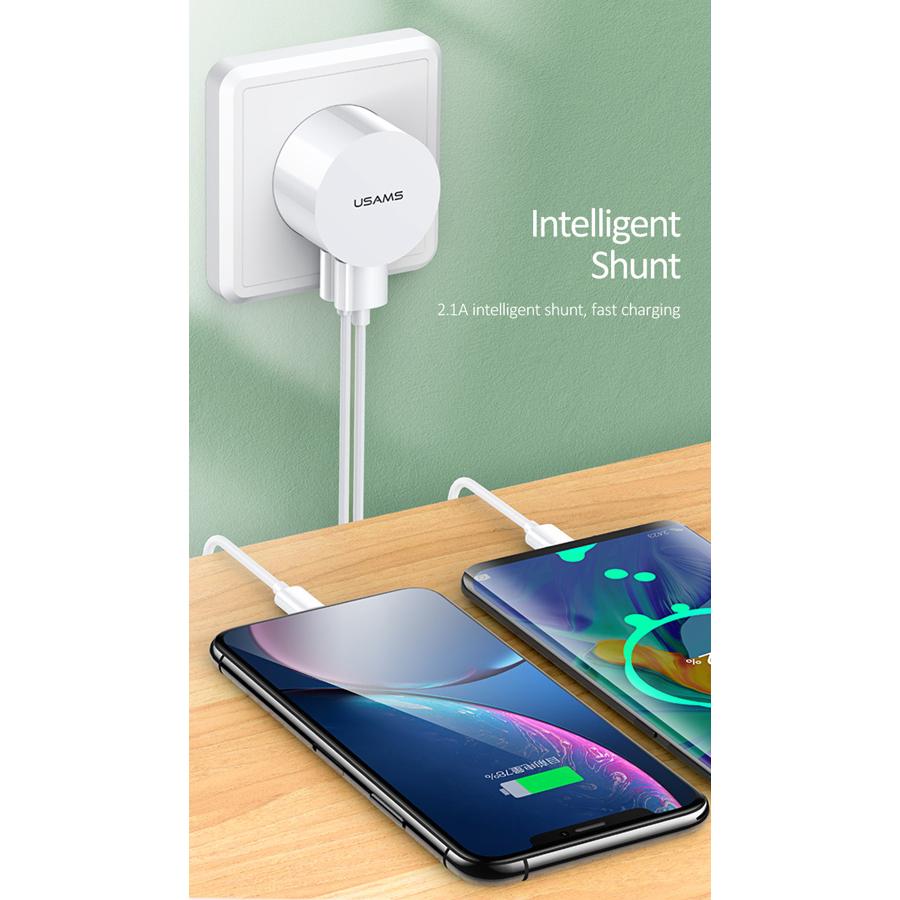 USAMS φορτιστής τοίχου T20 & καλώδιο Micro USB, 2x USB, 2.1A, λευκός | eLabstore.gr USAMS φορτιστής τοίχου T20 & καλώδιο Micro USB, 2x USB, 2.1A, λευκός | Αξεσουάρ κινητών | elabstore.gr