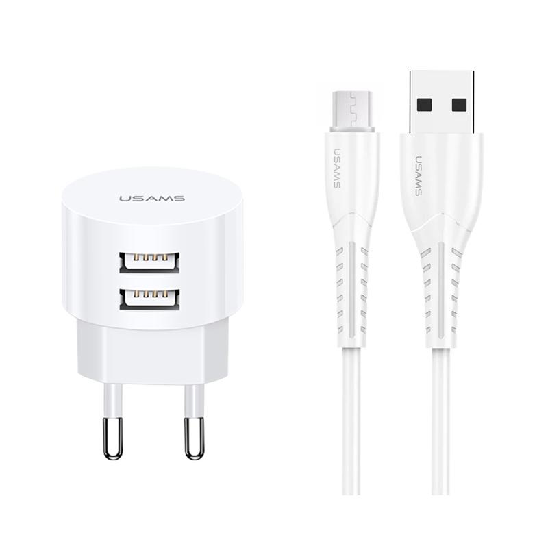 USAMS φορτιστής τοίχου T20 & καλώδιο Micro USB, 2x USB, 2.1A, λευκός | eLabstore.gr USAMS φορτιστής τοίχου T20 & καλώδιο Micro USB, 2x USB, 2.1A, λευκός | Αξεσουάρ κινητών | elabstore.gr