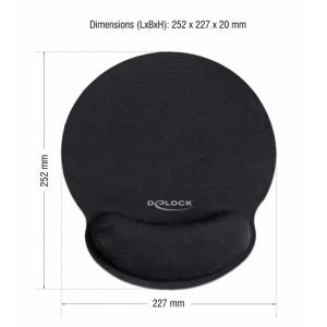 DELOCK Mousepad 12559 με στήριγμα καρπού, 252 x 227mm, μαύρο | Συνοδευτικά PC | elabstore.gr