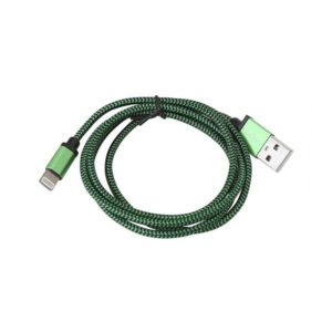 Καλώδιο USB data για iPhone5/iPad με fabric braided επένδυση καλωδίου OMEGA 1m πράσινο | ELABSTORE.GR
