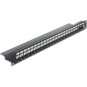 DELOCK Keystone Patch Panel, για 19" rack, 24 ports, μαύρο | Εξοπλισμός IT | elabstore.gr