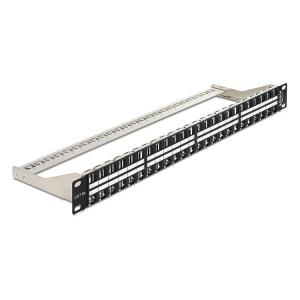 DELOCK Keystone Patch Panel 19", 48-port, 1U, μαύρο | Εξοπλισμός IT | elabstore.gr