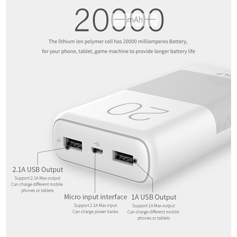 GOLF Power bank Candy G81 20000mAh, 2x output, 2.1A, λευκό | eLabstore.gr GOLF Power bank Candy G81 20000mAh, 2x output, 2.1A, λευκό | Αξεσουάρ κινητών | elabstore.gr