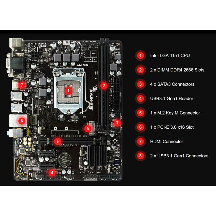 BIOSTAR Μητρική H310MHD, 2x DDR4, s1151, USB 3.1, HDMI, mATX, Ver. 6.0 | eLabstore.gr BIOSTAR Μητρική H310MHD, 2x DDR4, s1151, USB 3.1, HDMI, mATX, Ver. 6.0 | PC & Αναβάθμιση | elabstore.gr