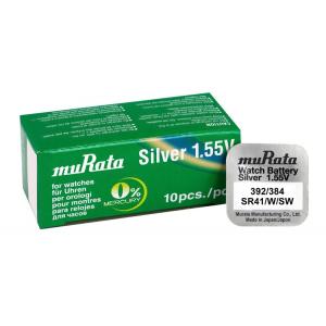MURATA μπαταρία Silver Oxide για ρολόγια SR41, 1.55V, No 392/384, 10τμχ | Μπαταρίες | elabstore.gr