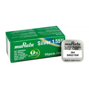 MURATA μπαταρία Silver Oxide για ρολόγια SR621SW, 1.55V, No 364, 10τμχ | Μπαταρίες | elabstore.gr