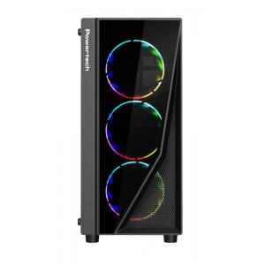POWERTECH Gaming case PT-743, tempered glass, 4x 120mm fans (3x RGB) | PC & Αναβάθμιση | elabstore.gr