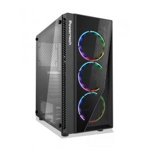 POWERTECH Gaming case PT-743, tempered glass, 4x 120mm fans (3x RGB) | PC & Αναβάθμιση | elabstore.gr