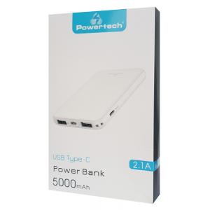 POWERTECH Power Bank PT-801 5000mAh, 3x USB Output, 2.1A, λευκό | Αξεσουάρ κινητών | elabstore.gr