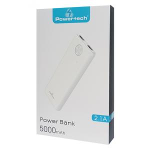 POWERTECH Power Bank PT-803 5000mAh, 2x USB Output, 2.1A, λευκό | Αξεσουάρ κινητών | elabstore.gr
