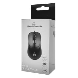 POWERTECH ενσύρματο ποντίκι PT-806, 1600DPI, USB, μαύρο | Συνοδευτικά PC | elabstore.gr