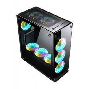 POWERTECH Gaming case PT-902, full tempered glass, 4x Dual ring RGB fans | PC & Αναβάθμιση | elabstore.gr